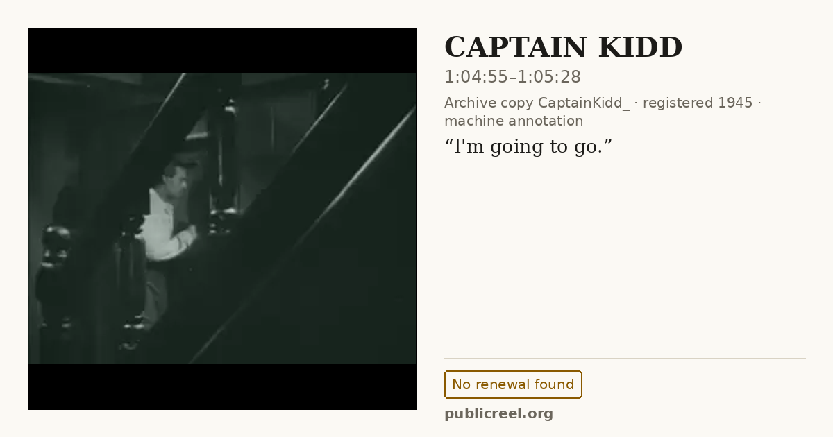 Frame from CAPTAIN KIDD (1945) at 1:04:55; US record: No renewal found