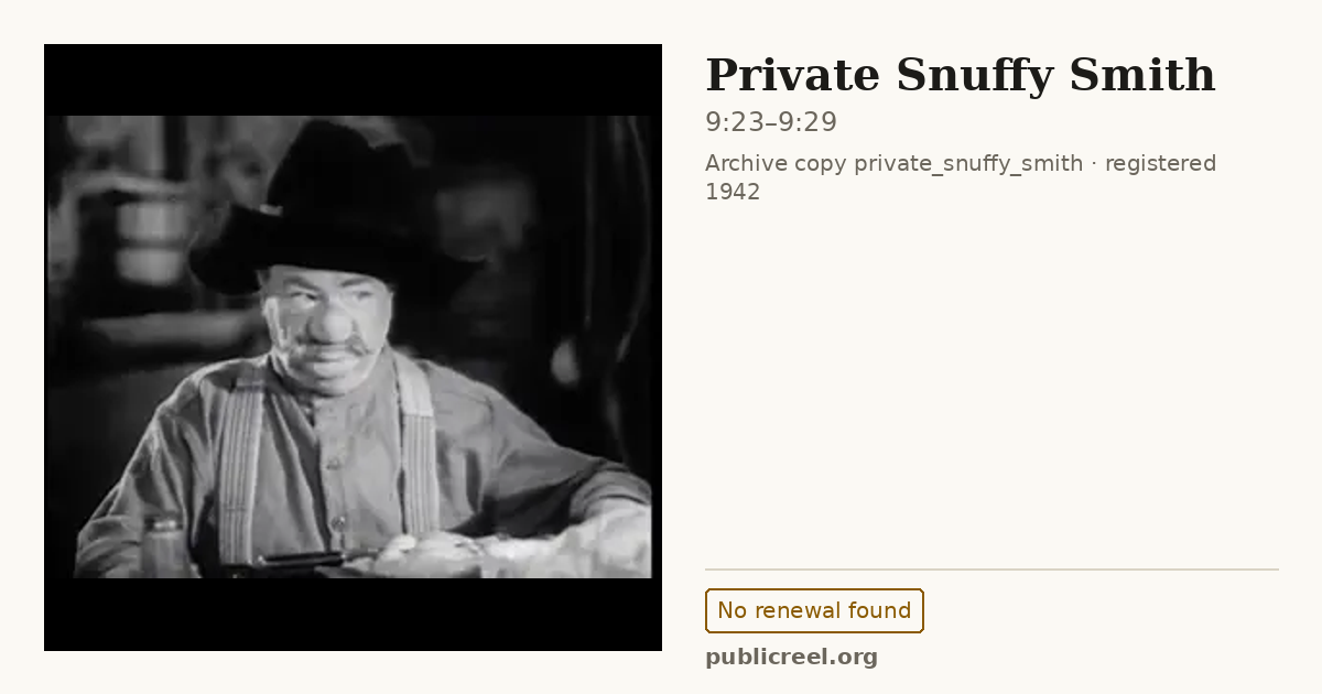 Frame from PRIVATE SNUFFY SMITH (1942) at 9:23; US record: No renewal found