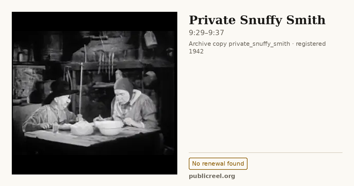 Frame from PRIVATE SNUFFY SMITH (1942) at 9:29; US record: No renewal found