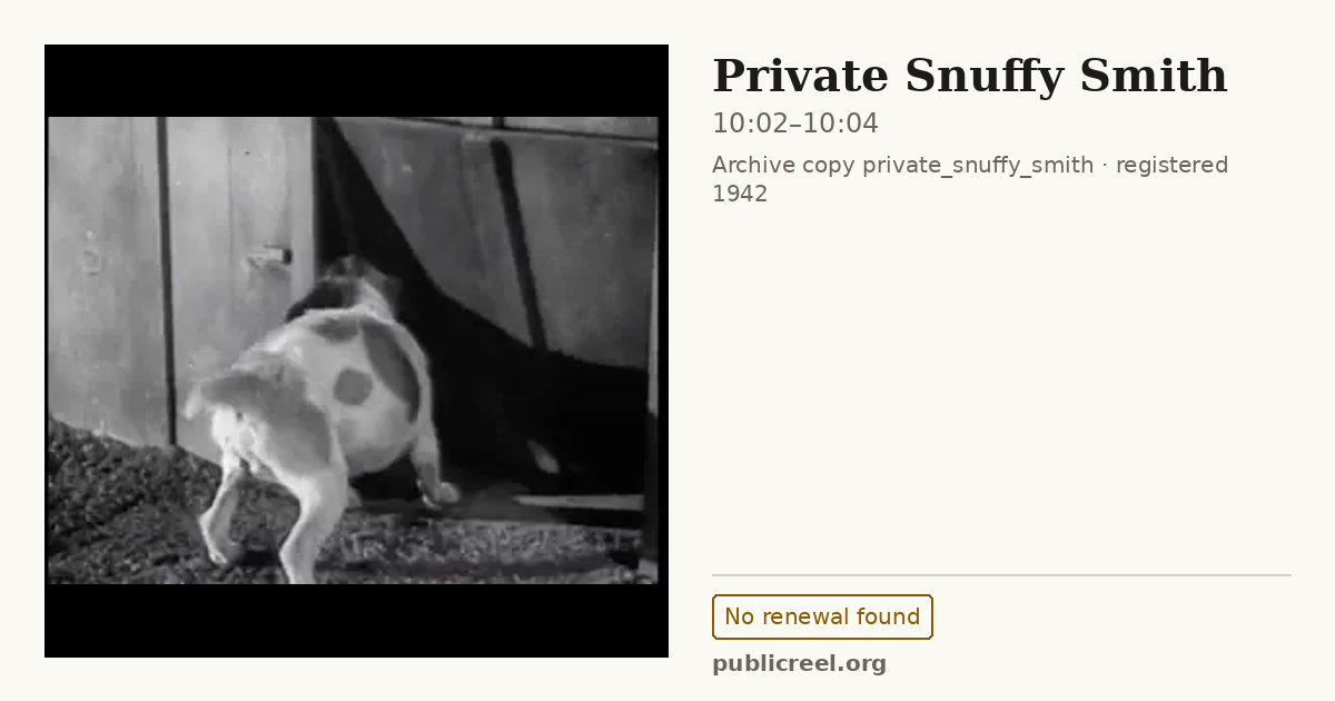 Frame from PRIVATE SNUFFY SMITH (1942) at 10:02; US record: No renewal found