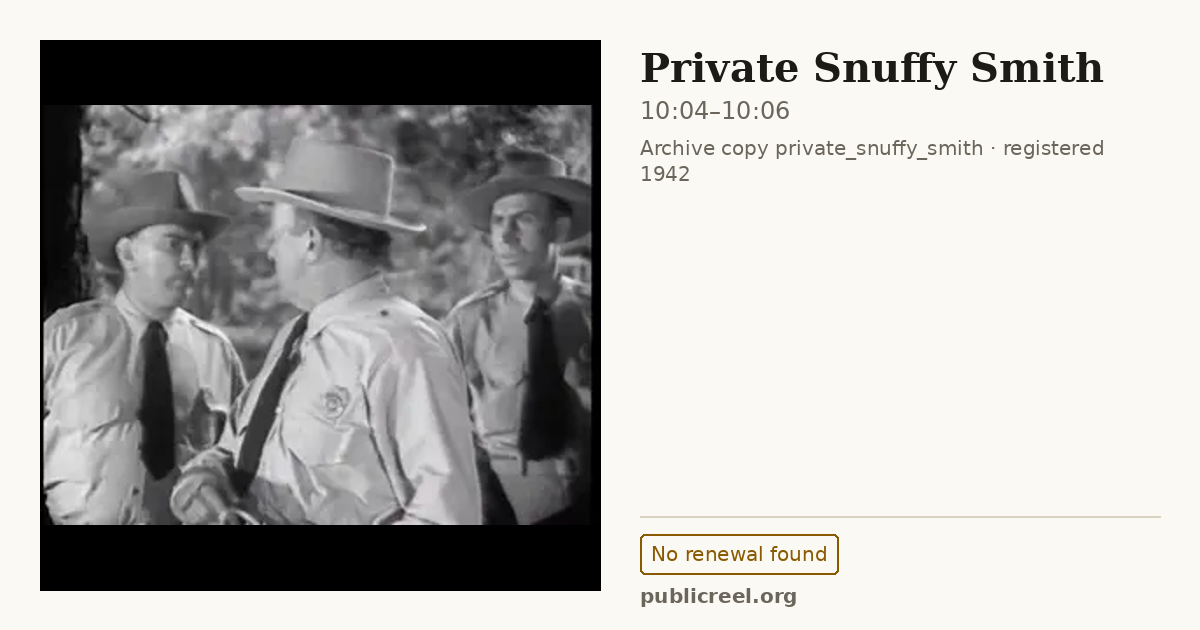 Frame from PRIVATE SNUFFY SMITH (1942) at 10:04; US record: No renewal found