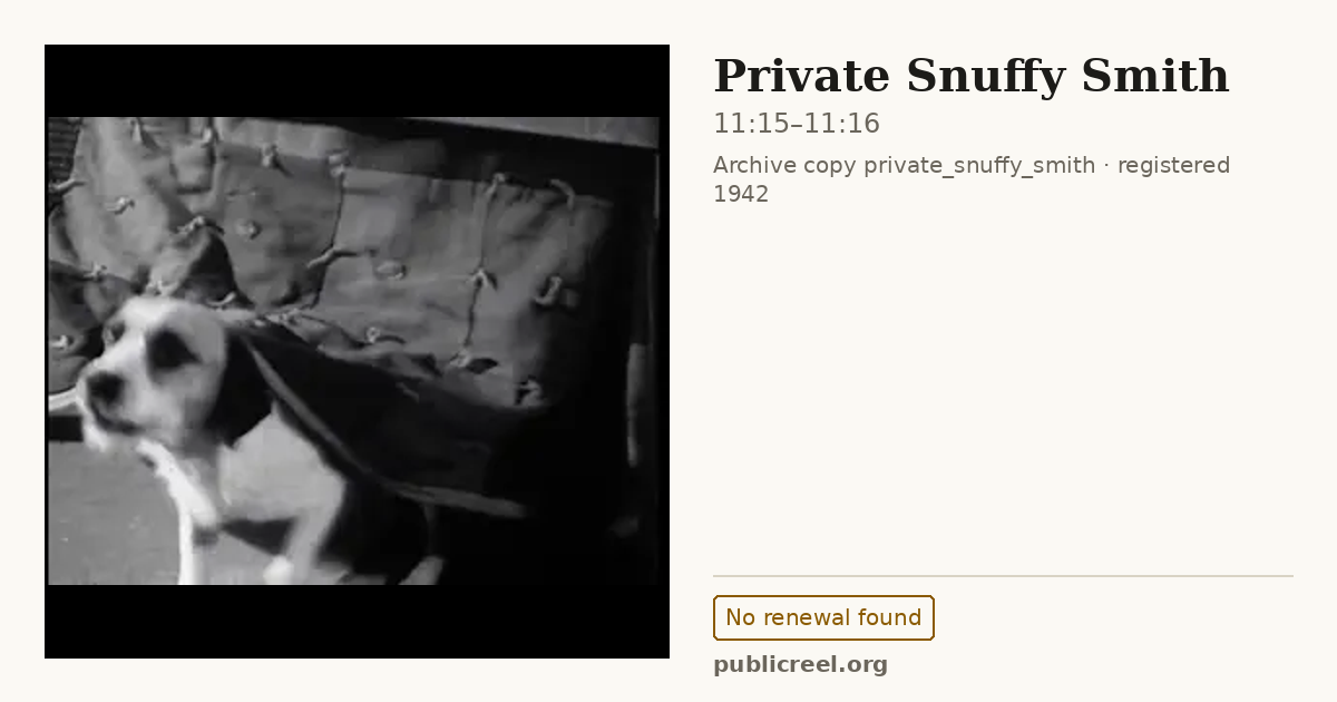 Frame from PRIVATE SNUFFY SMITH (1942) at 11:15; US record: No renewal found