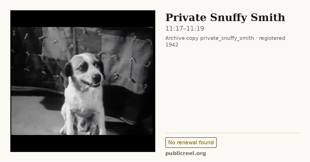 Frame from PRIVATE SNUFFY SMITH (1942) at 11:17; US record: No renewal found