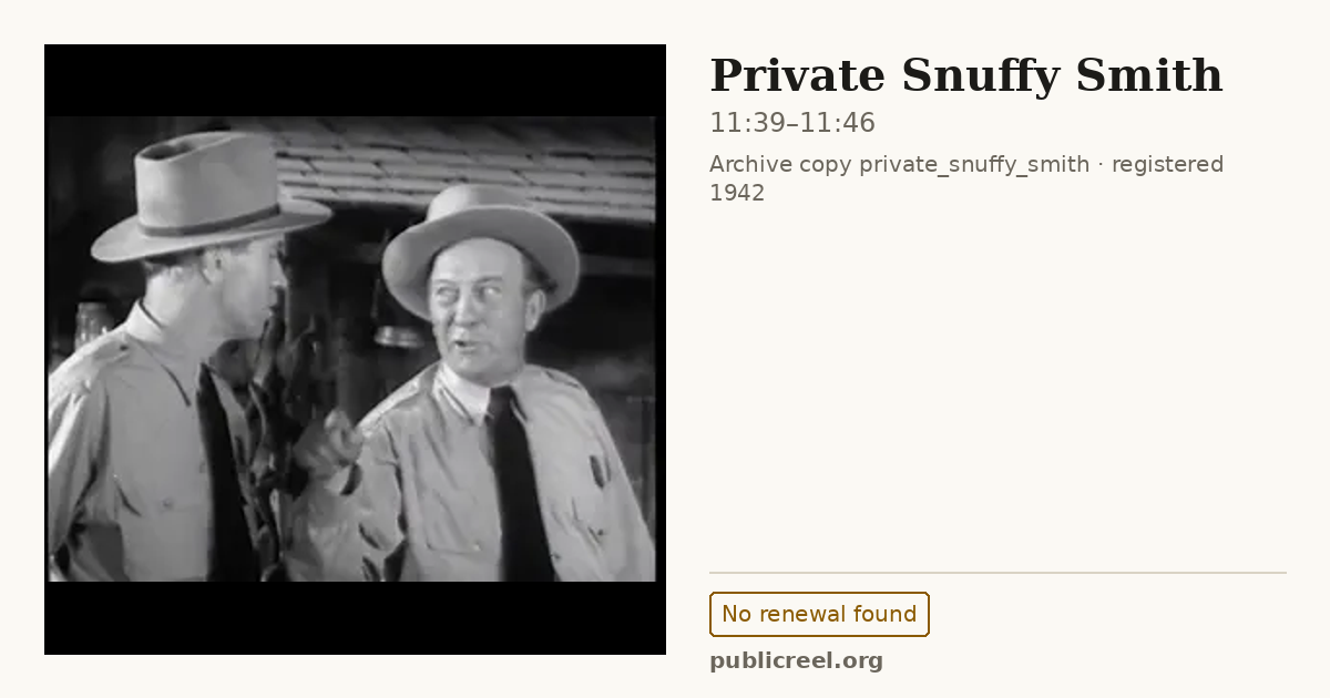 Frame from PRIVATE SNUFFY SMITH (1942) at 11:39; US record: No renewal found