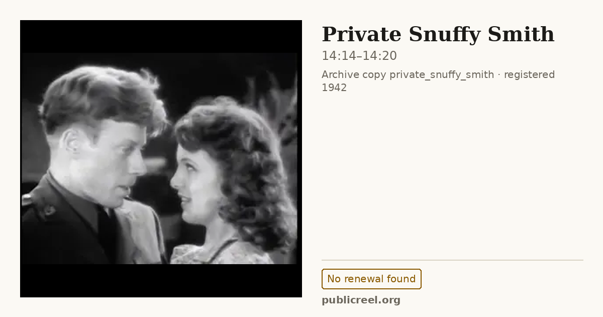 Frame from PRIVATE SNUFFY SMITH (1942) at 14:14; US record: No renewal found