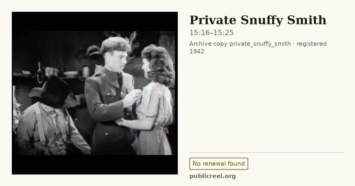 Frame from PRIVATE SNUFFY SMITH (1942) at 15:16; US record: No renewal found