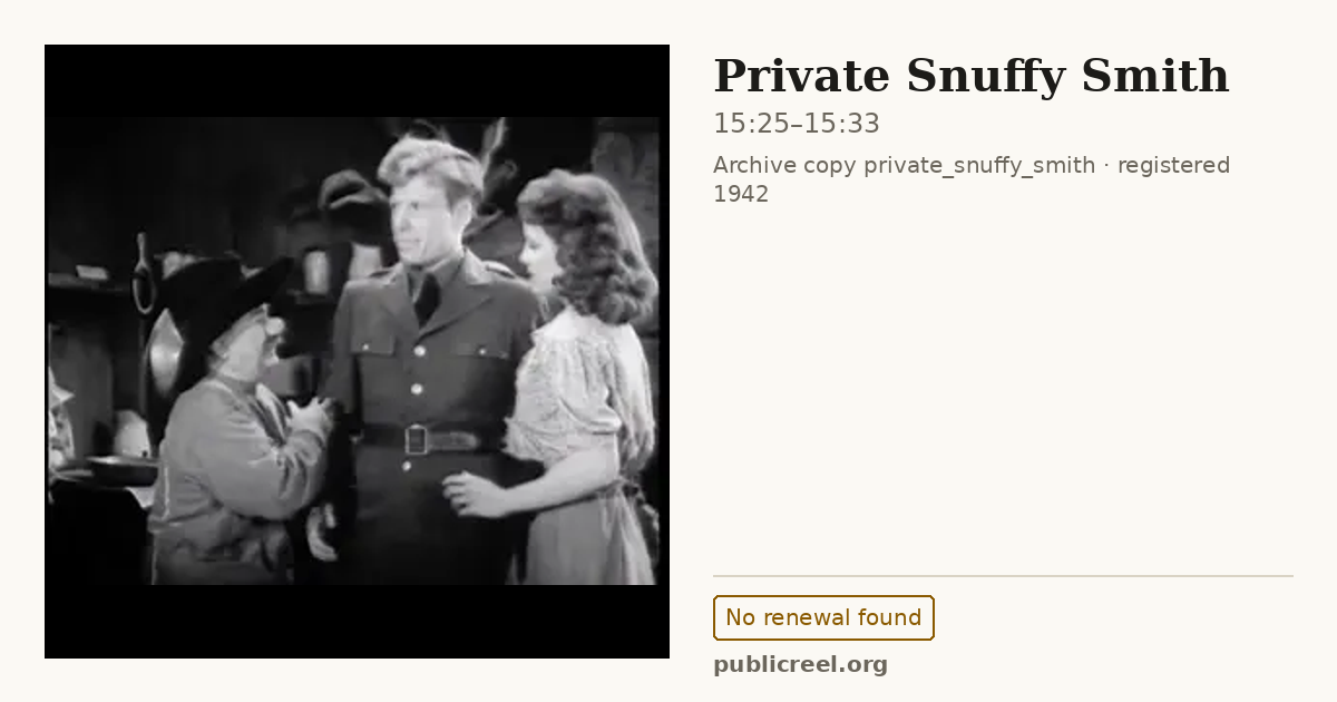 Frame from PRIVATE SNUFFY SMITH (1942) at 15:25; US record: No renewal found