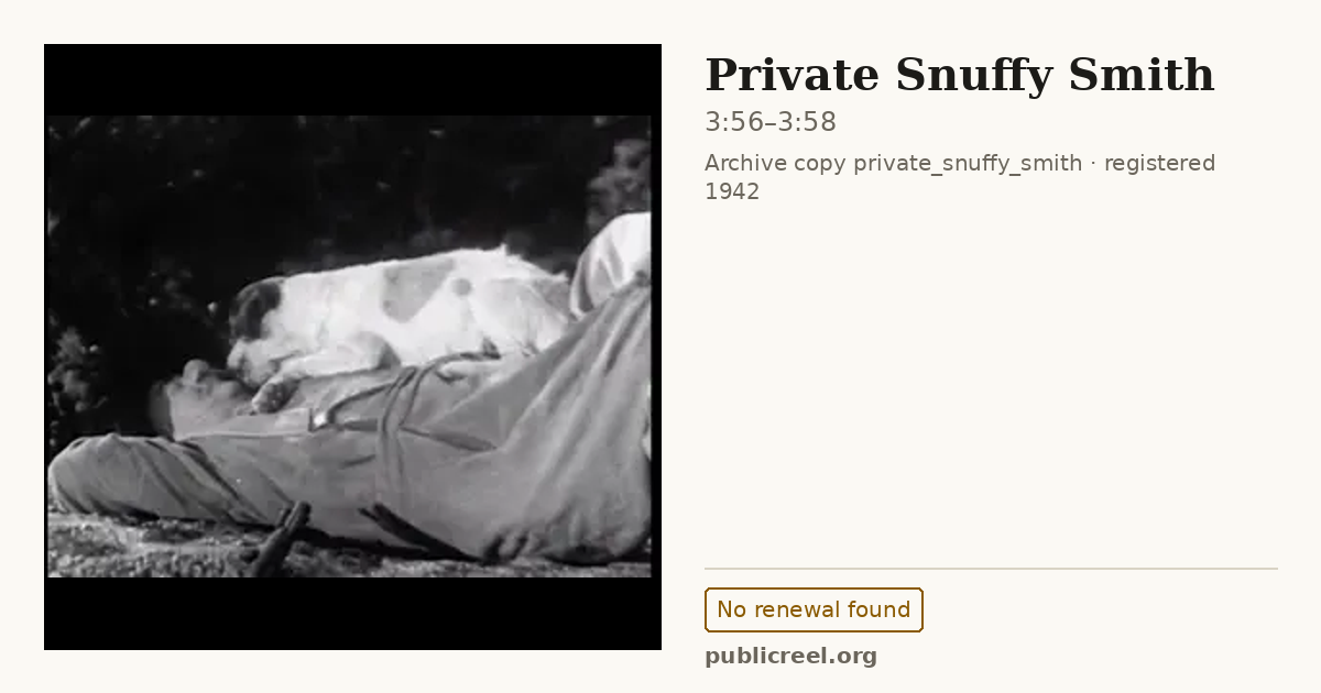 Frame from PRIVATE SNUFFY SMITH (1942) at 3:56; US record: No renewal found