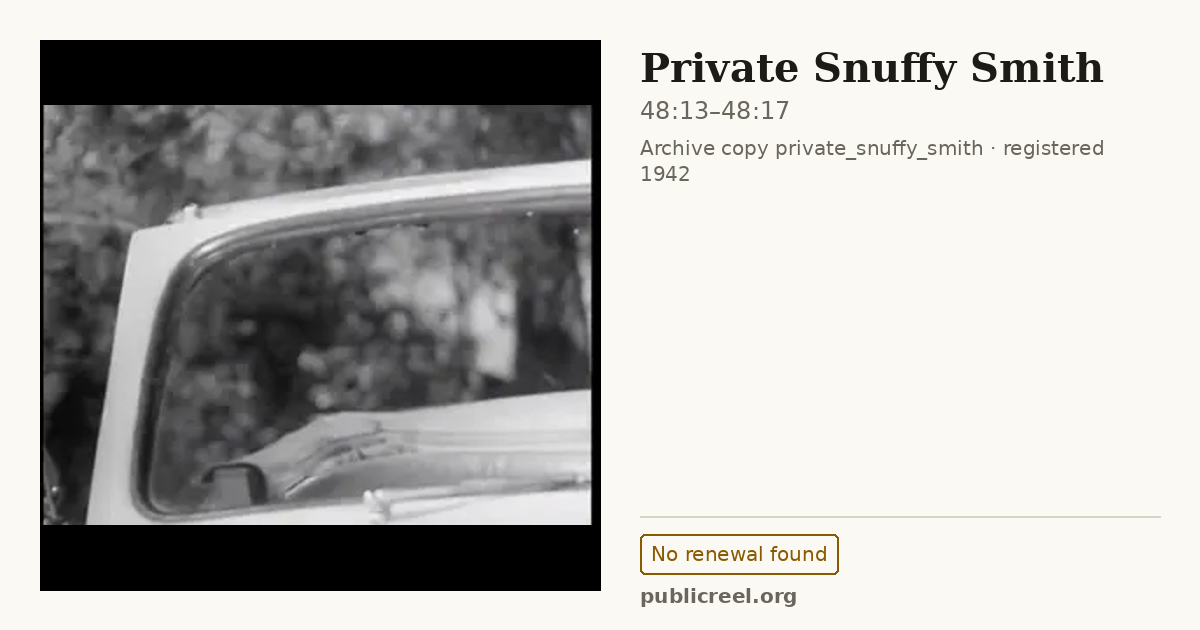 Frame from PRIVATE SNUFFY SMITH (1942) at 48:13; US record: No renewal found