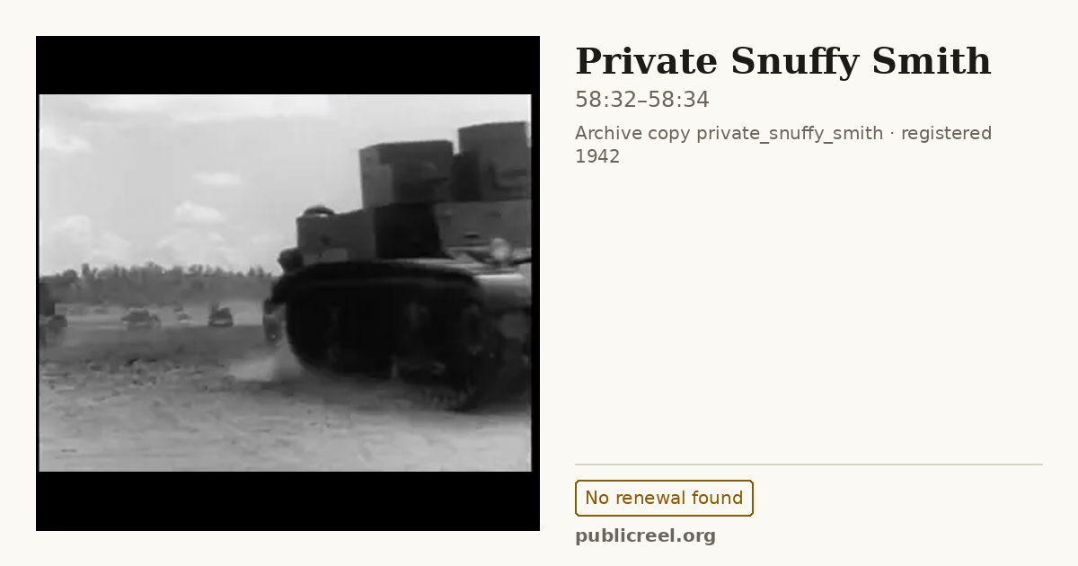 Frame from PRIVATE SNUFFY SMITH (1942) at 58:32; US record: No renewal found
