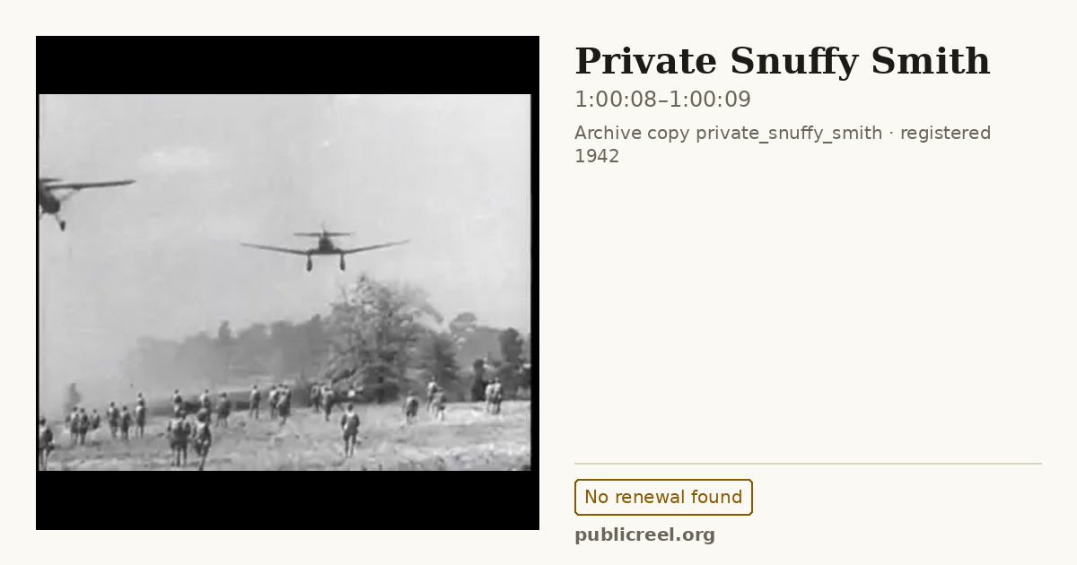 Frame from PRIVATE SNUFFY SMITH (1942) at 1:00:08; US record: No renewal found