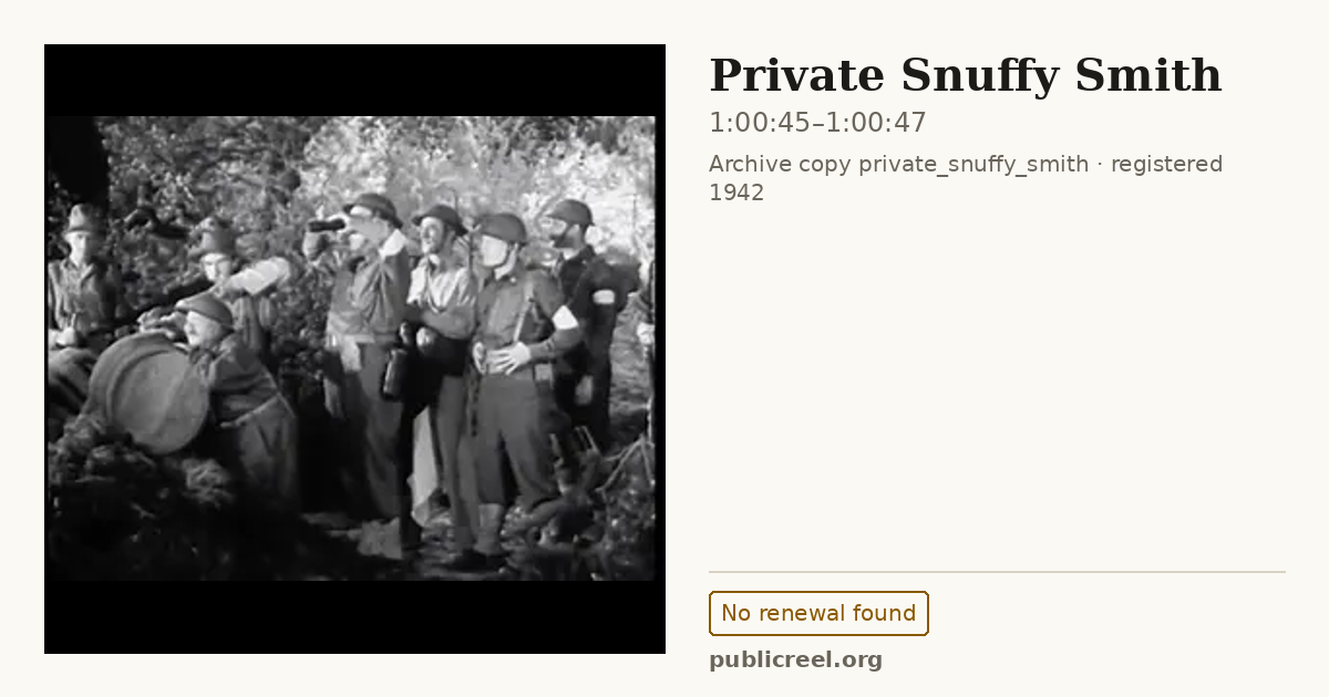 Frame from PRIVATE SNUFFY SMITH (1942) at 1:00:45; US record: No renewal found