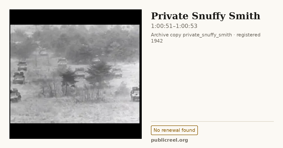 Frame from PRIVATE SNUFFY SMITH (1942) at 1:00:51; US record: No renewal found