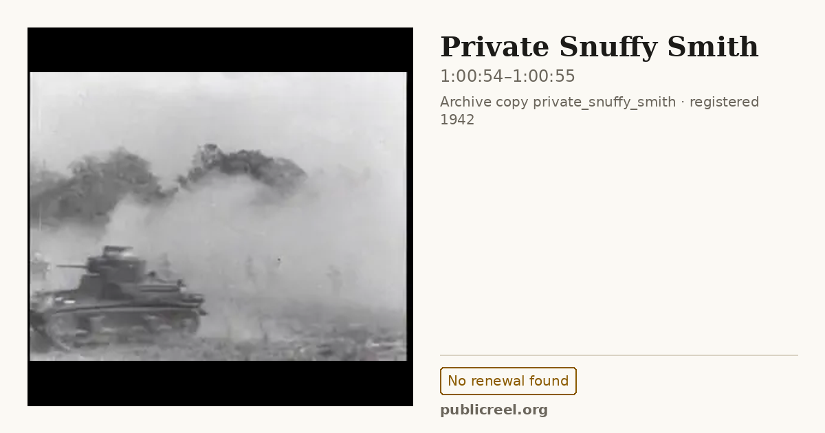 Frame from PRIVATE SNUFFY SMITH (1942) at 1:00:54; US record: No renewal found