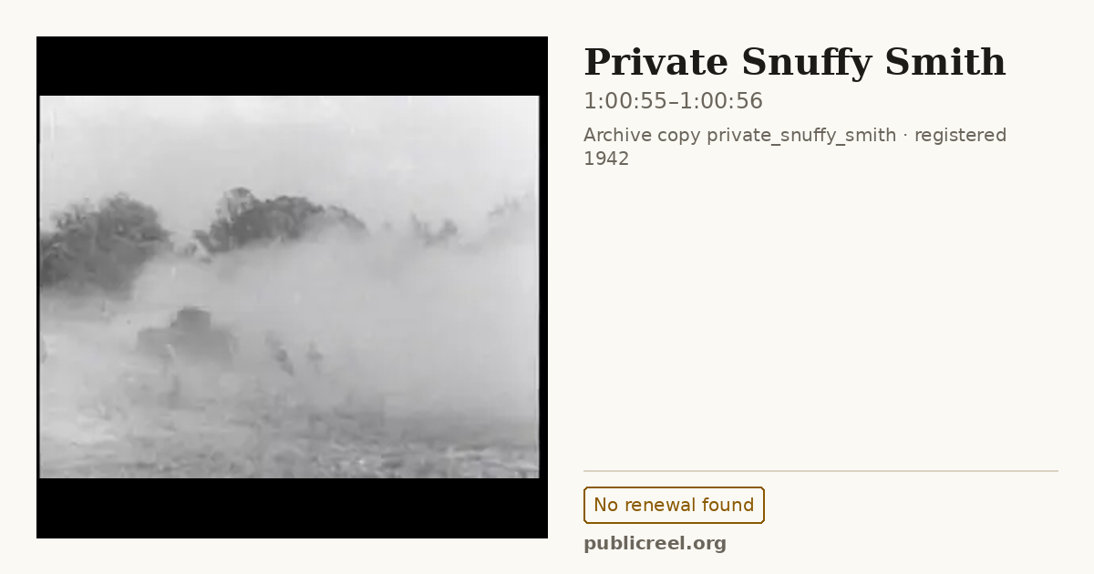 Frame from PRIVATE SNUFFY SMITH (1942) at 1:00:55; US record: No renewal found