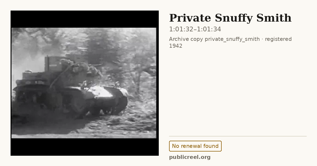 Frame from PRIVATE SNUFFY SMITH (1942) at 1:01:32; US record: No renewal found