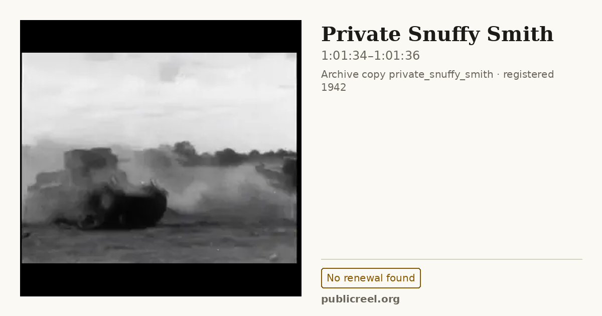 Frame from PRIVATE SNUFFY SMITH (1942) at 1:01:34; US record: No renewal found