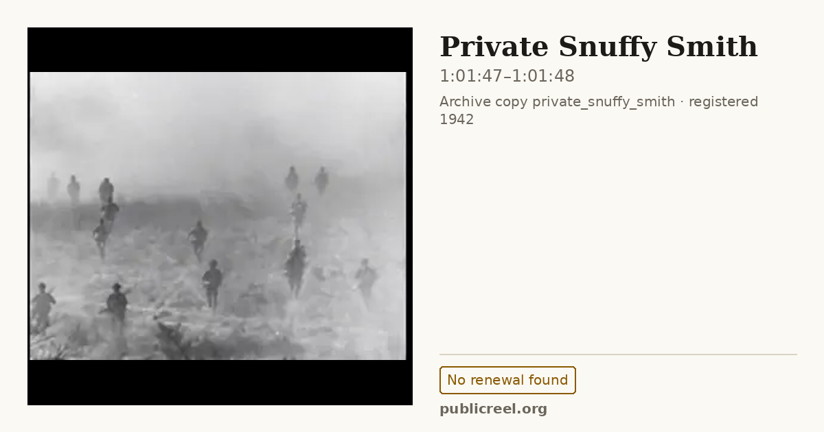 Frame from PRIVATE SNUFFY SMITH (1942) at 1:01:47; US record: No renewal found