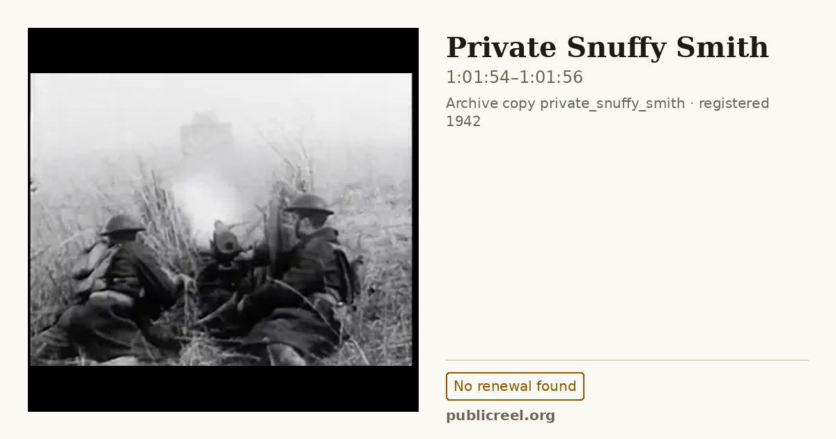 Frame from PRIVATE SNUFFY SMITH (1942) at 1:01:54; US record: No renewal found