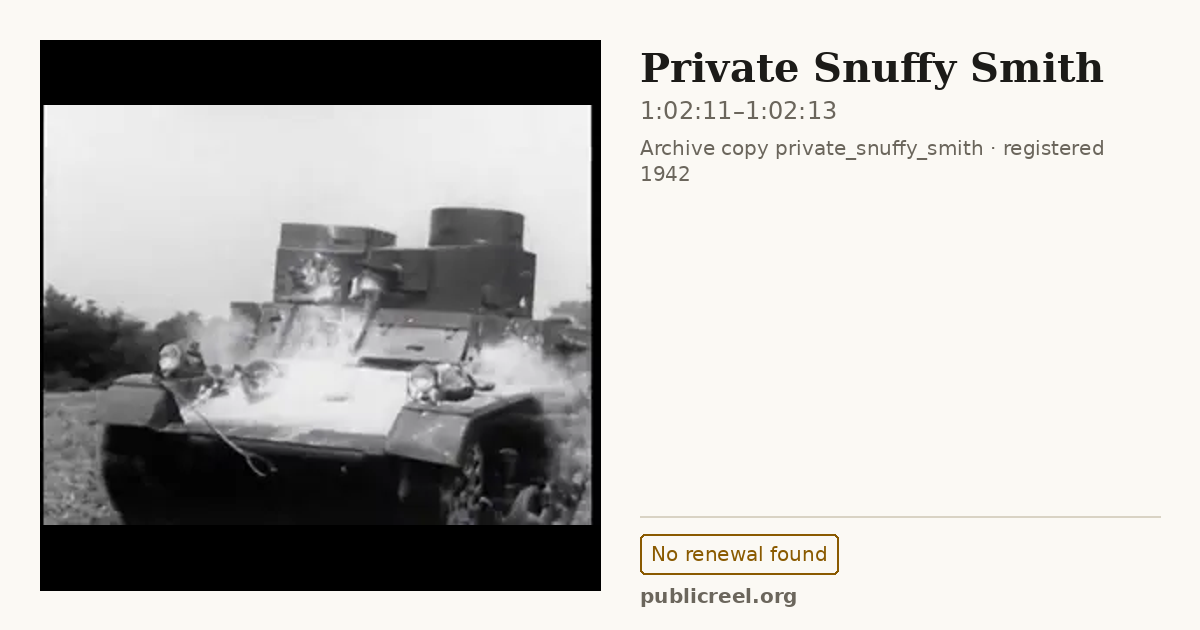 Frame from PRIVATE SNUFFY SMITH (1942) at 1:02:11; US record: No renewal found