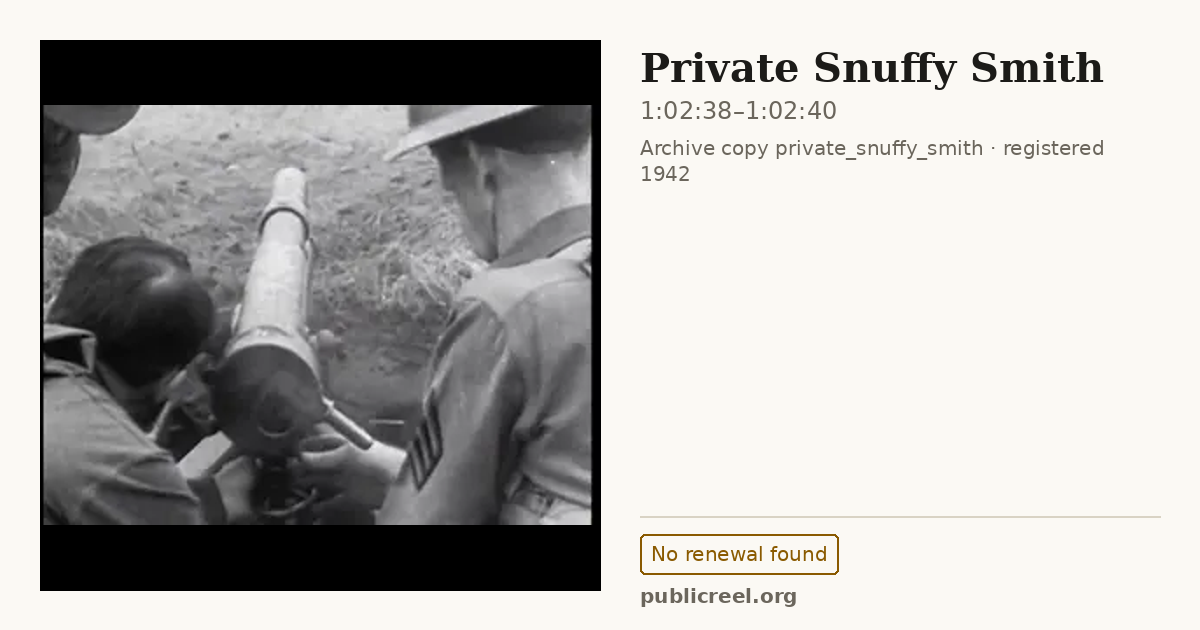Frame from PRIVATE SNUFFY SMITH (1942) at 1:02:38; US record: No renewal found