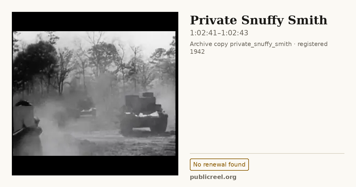 Frame from PRIVATE SNUFFY SMITH (1942) at 1:02:41; US record: No renewal found