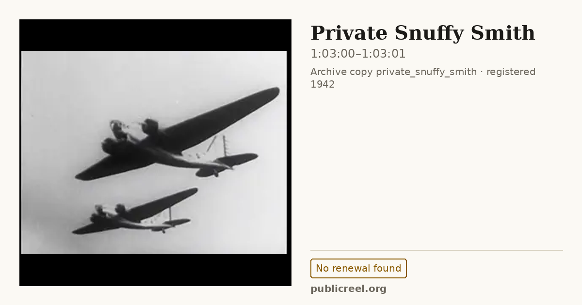 Frame from PRIVATE SNUFFY SMITH (1942) at 1:03:00; US record: No renewal found