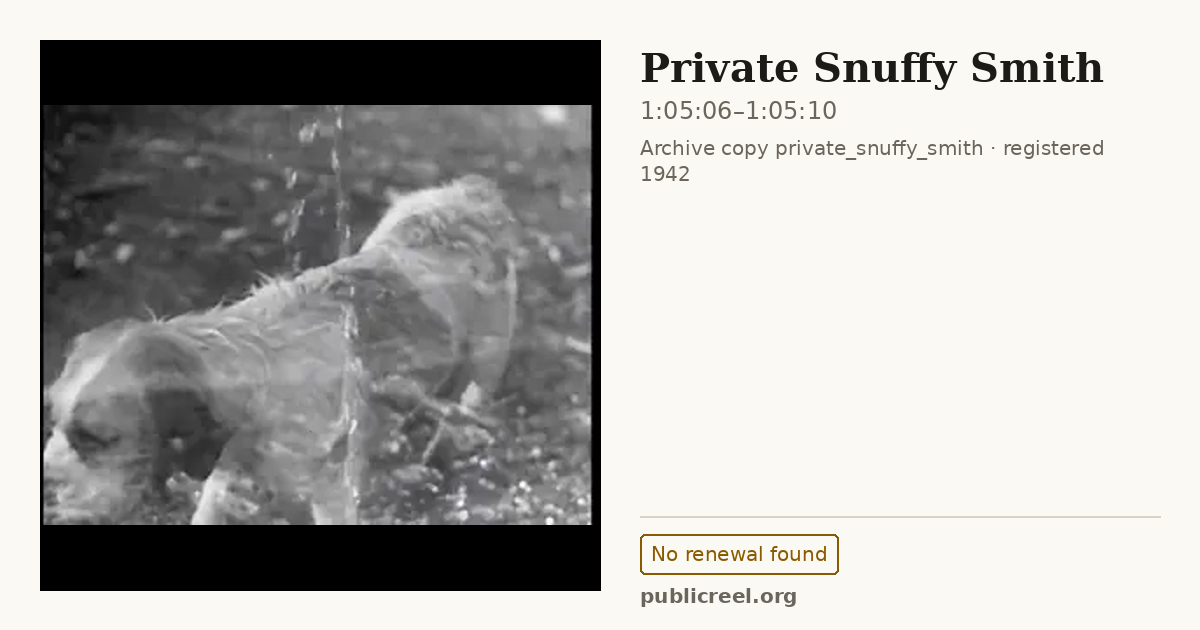 Frame from PRIVATE SNUFFY SMITH (1942) at 1:05:06; US record: No renewal found
