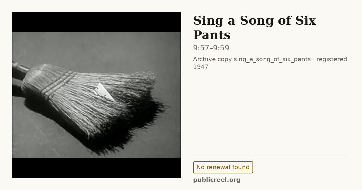 Frame from SING A SONG OF SIX PANTS (1947) at 9:57; US record: No renewal found
