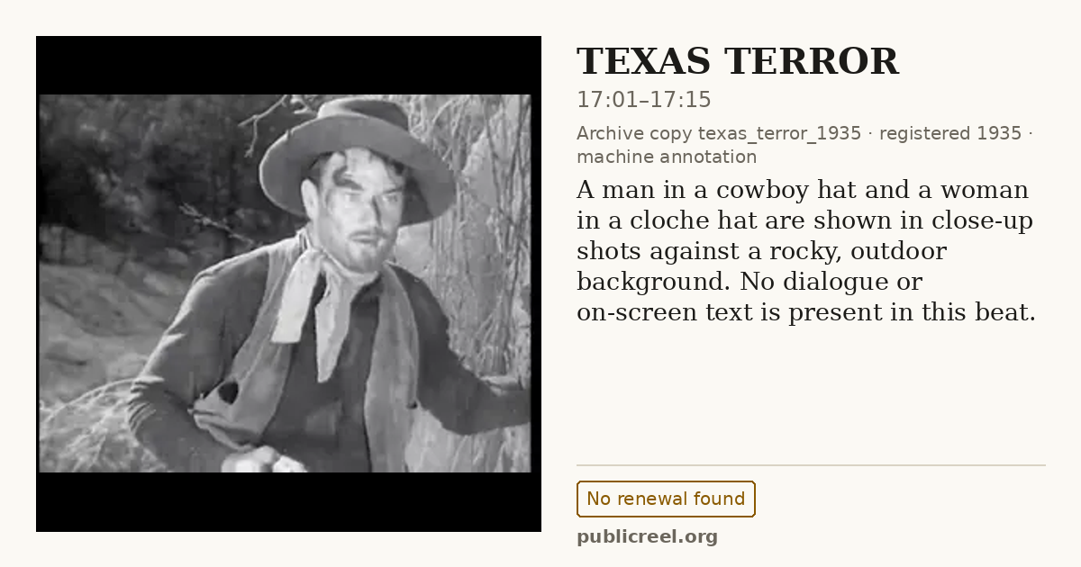 Frame from TEXAS TERROR (1935) at 17:01; US record: No renewal found