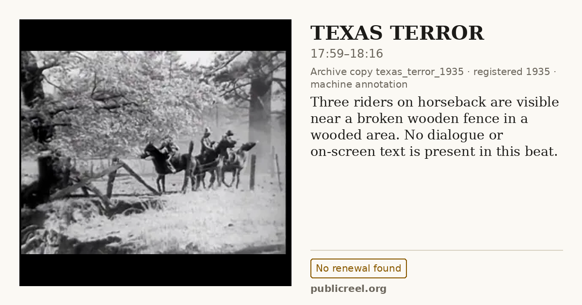 Frame from TEXAS TERROR (1935) at 17:59; US record: No renewal found
