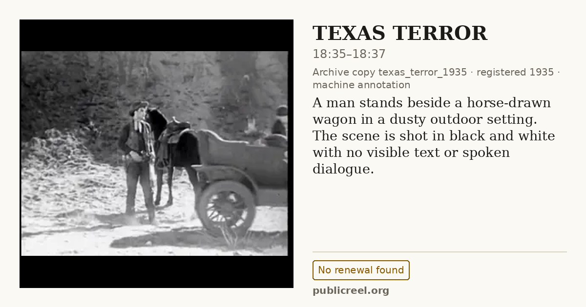 Frame from TEXAS TERROR (1935) at 18:35; US record: No renewal found