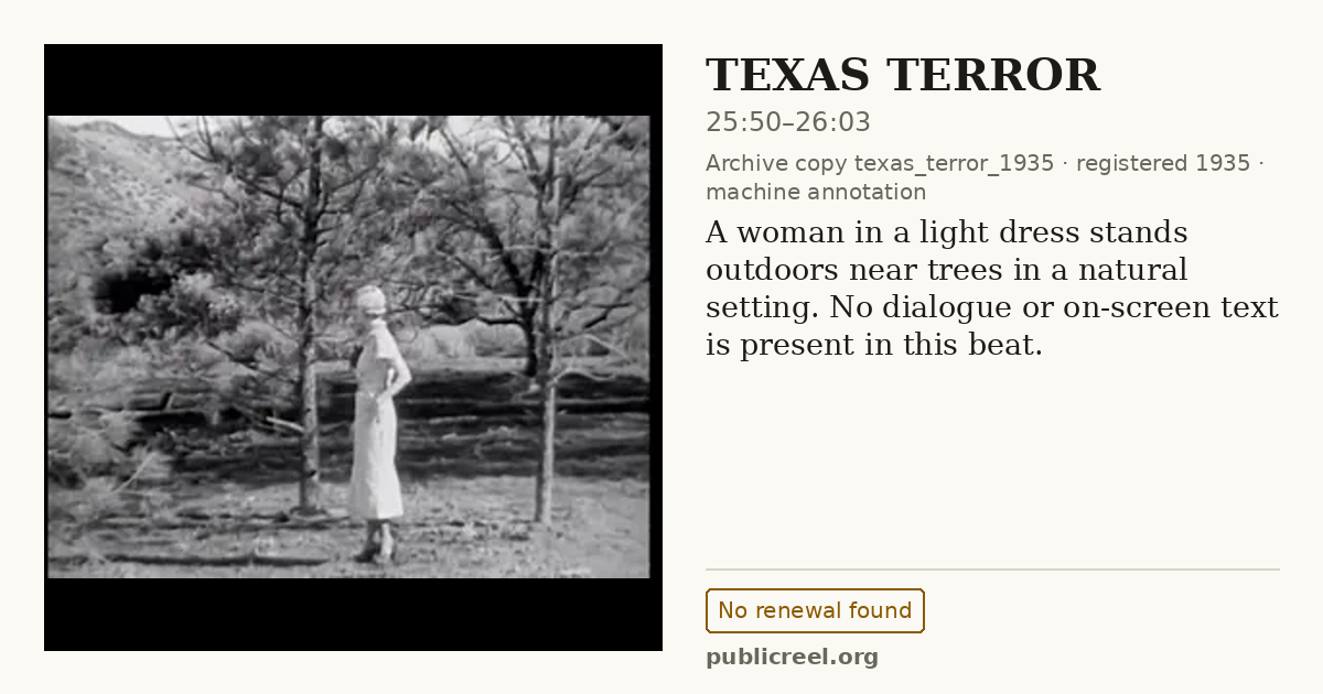Frame from TEXAS TERROR (1935) at 25:50; US record: No renewal found