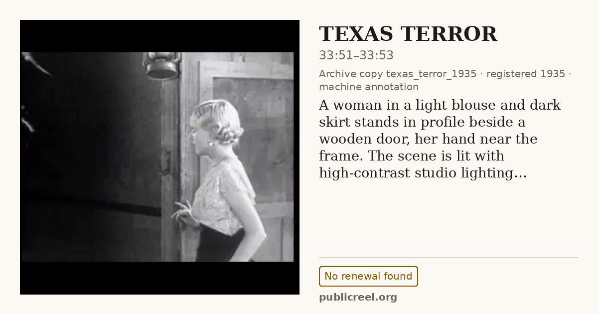 Frame from TEXAS TERROR (1935) at 33:51; US record: No renewal found