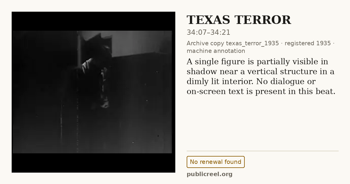 Frame from TEXAS TERROR (1935) at 34:07; US record: No renewal found