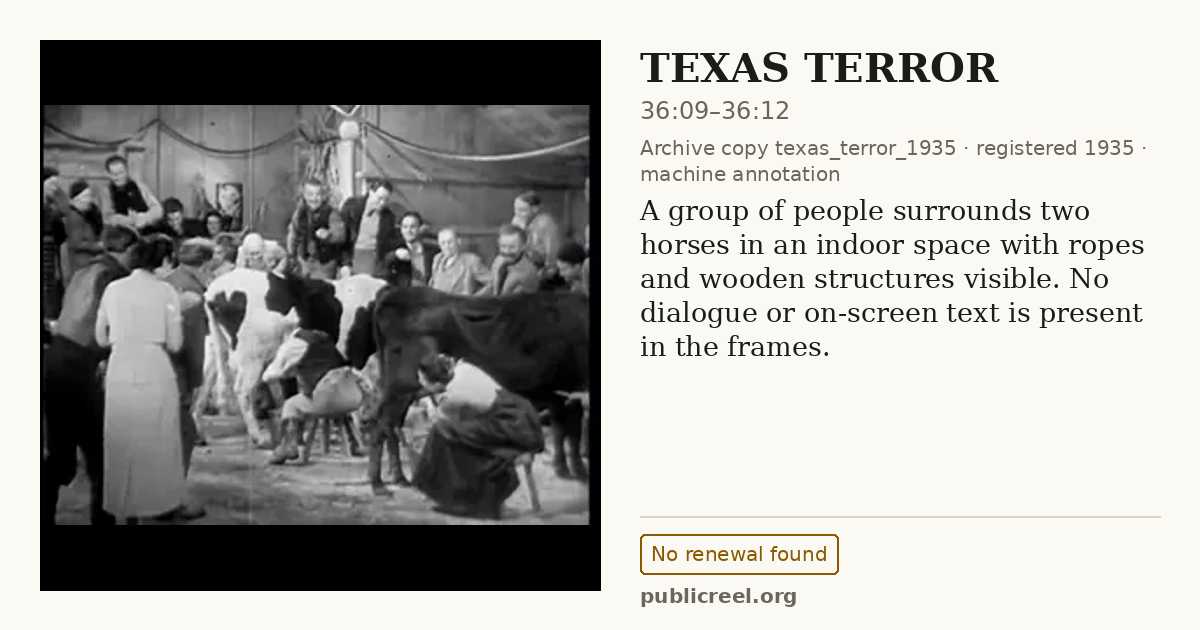 Frame from TEXAS TERROR (1935) at 36:09; US record: No renewal found