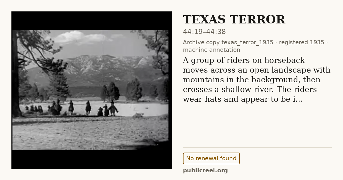 Frame from TEXAS TERROR (1935) at 44:19; US record: No renewal found