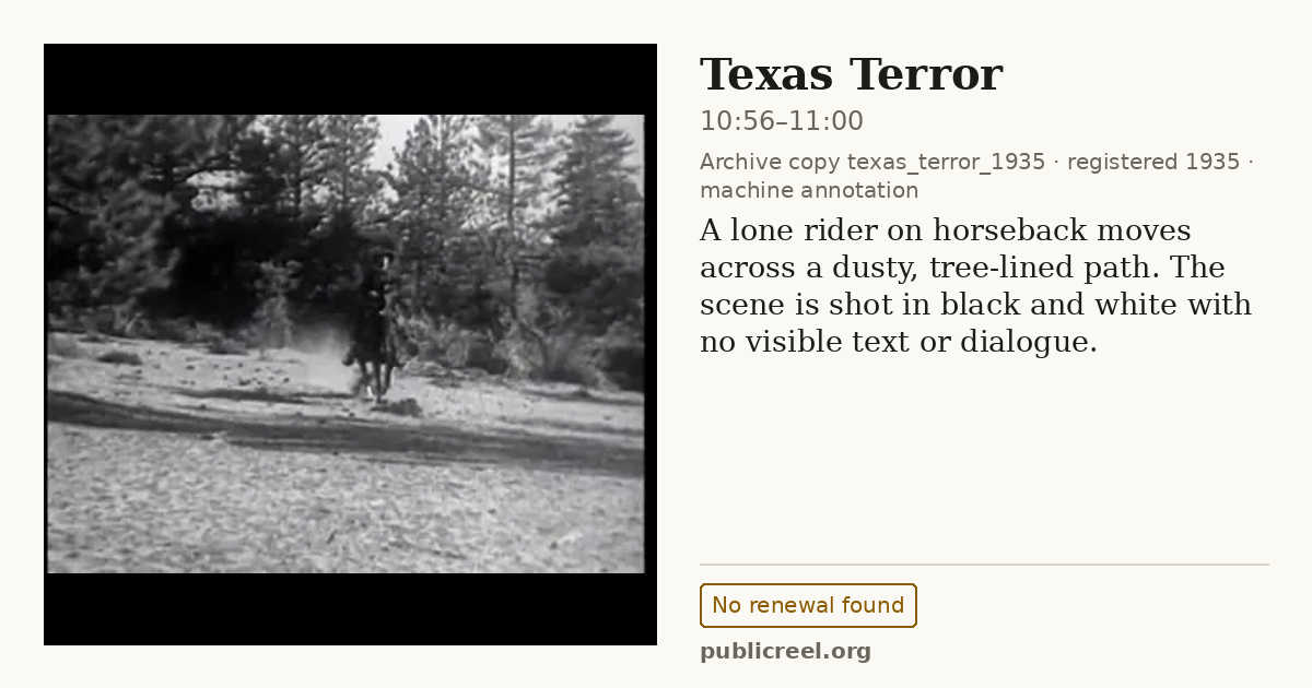 Frame from TEXAS TERROR (1935) at 10:58 (passage 10:56–11:00); US record: No renewal found