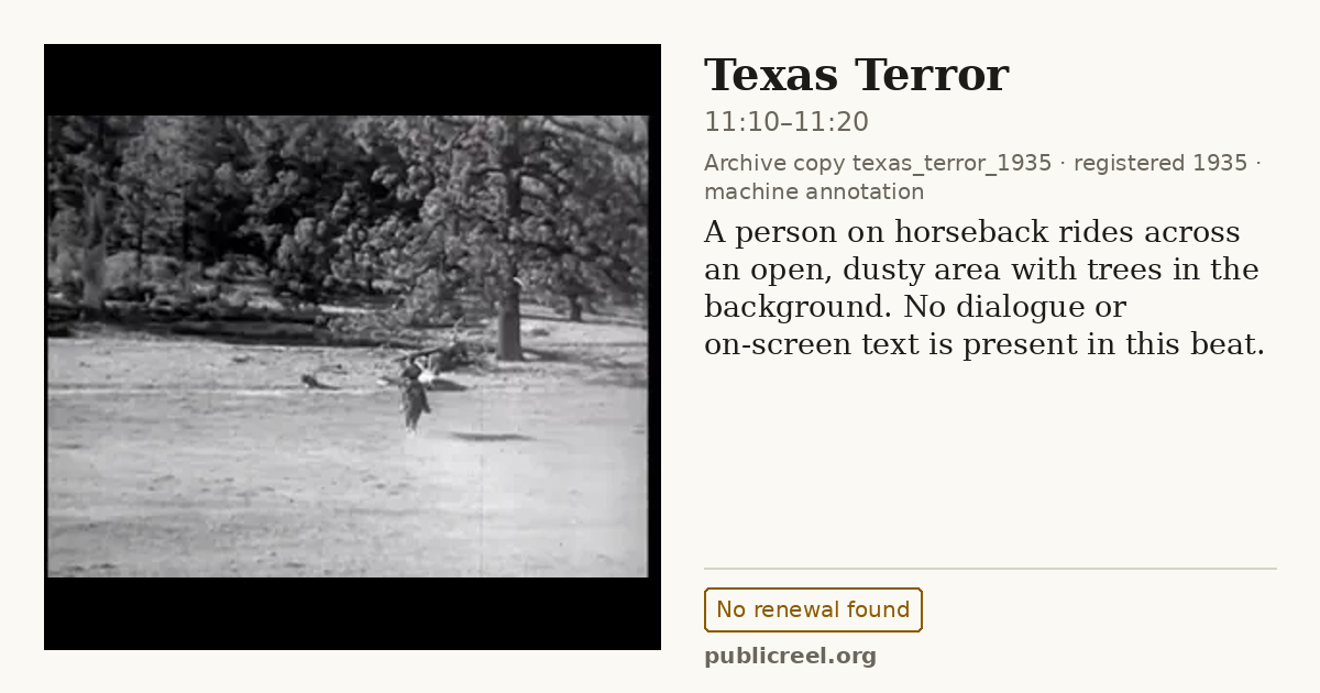 Frame from TEXAS TERROR (1935) at 11:15 (passage 11:10–11:20); US record: No renewal found