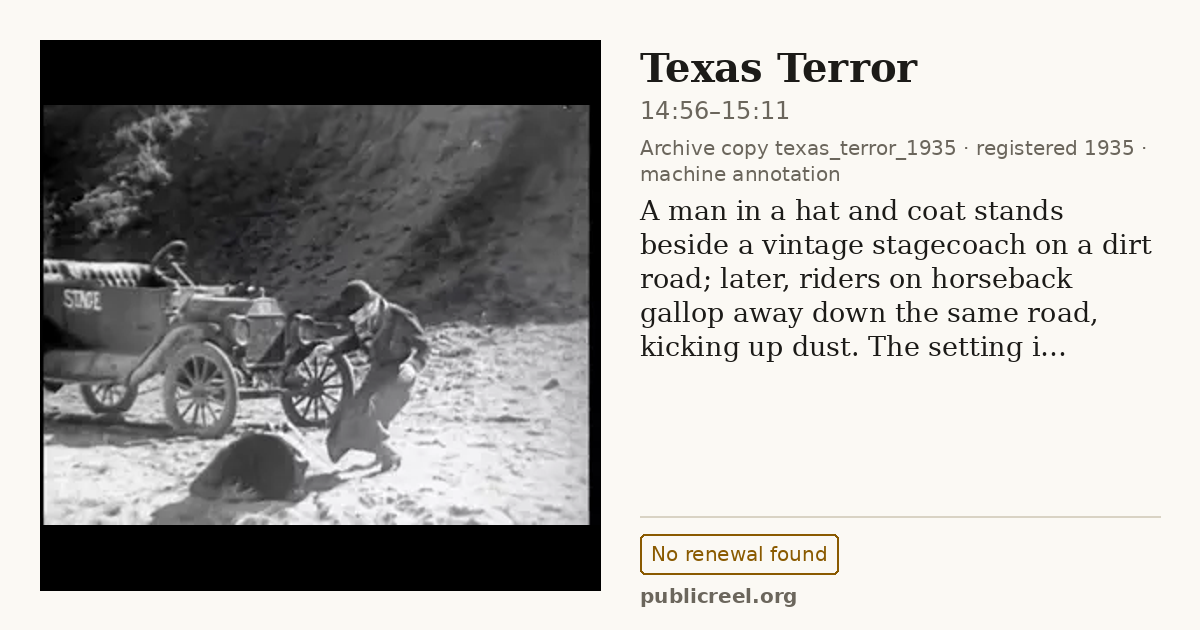 Frame from TEXAS TERROR (1935) at 14:58 (passage 14:56–15:11); US record: No renewal found