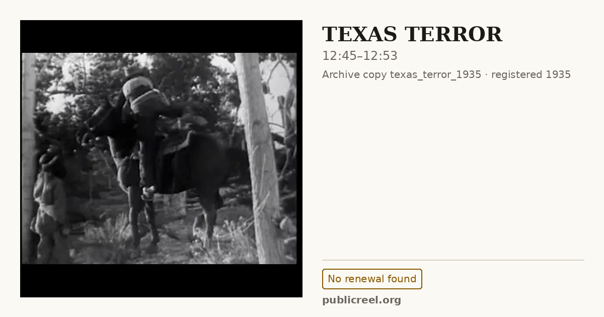 Frame from TEXAS TERROR (1935) at 12:45; US record: No renewal found