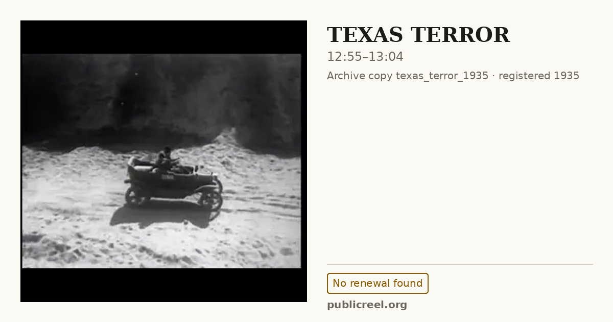 Frame from TEXAS TERROR (1935) at 12:55; US record: No renewal found
