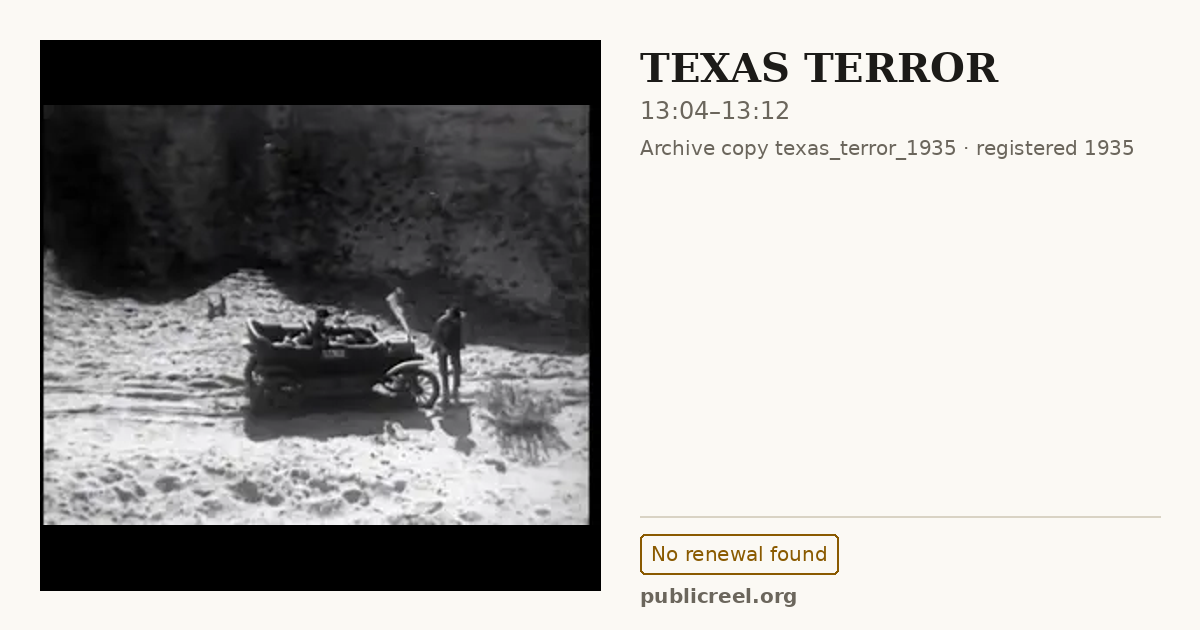 Frame from TEXAS TERROR (1935) at 13:04; US record: No renewal found