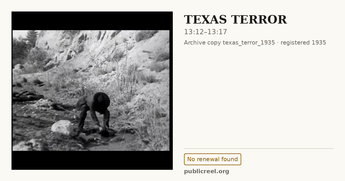 Frame from TEXAS TERROR (1935) at 13:12; US record: No renewal found