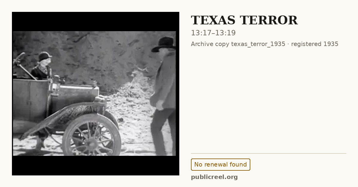Frame from TEXAS TERROR (1935) at 13:17; US record: No renewal found