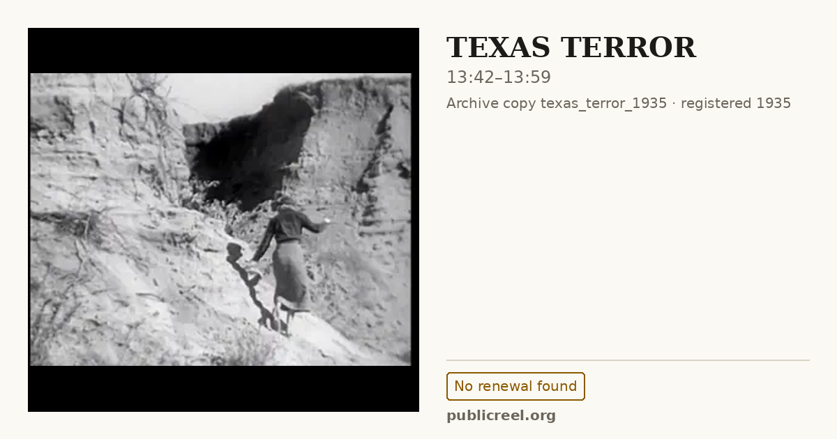 Frame from TEXAS TERROR (1935) at 13:42; US record: No renewal found