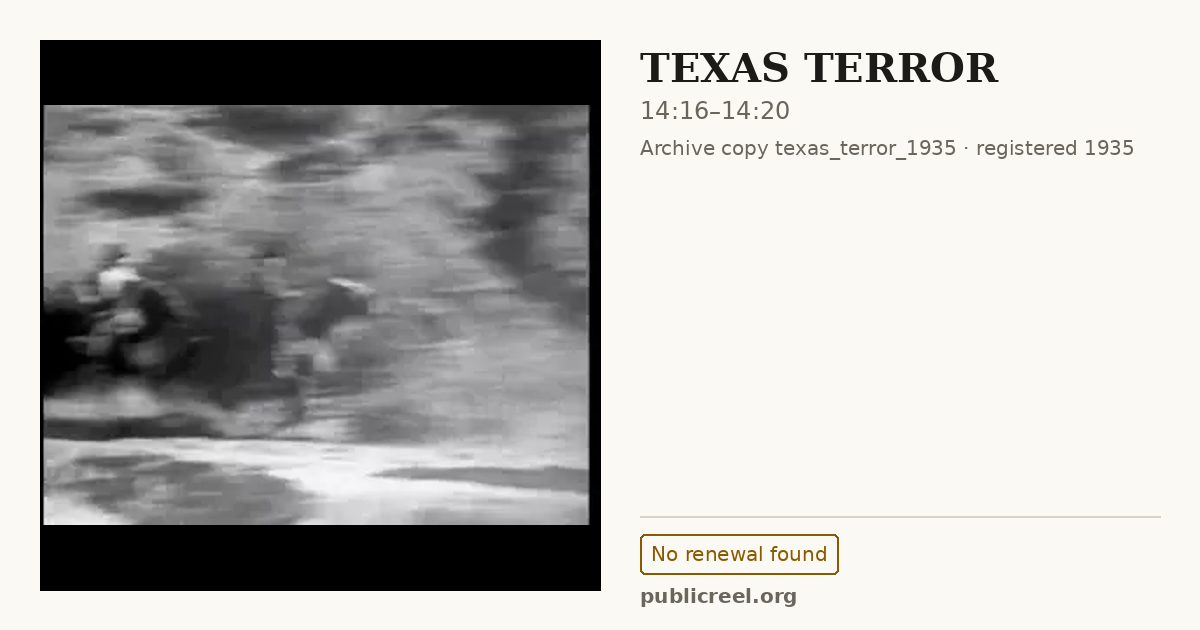 Frame from TEXAS TERROR (1935) at 14:16; US record: No renewal found