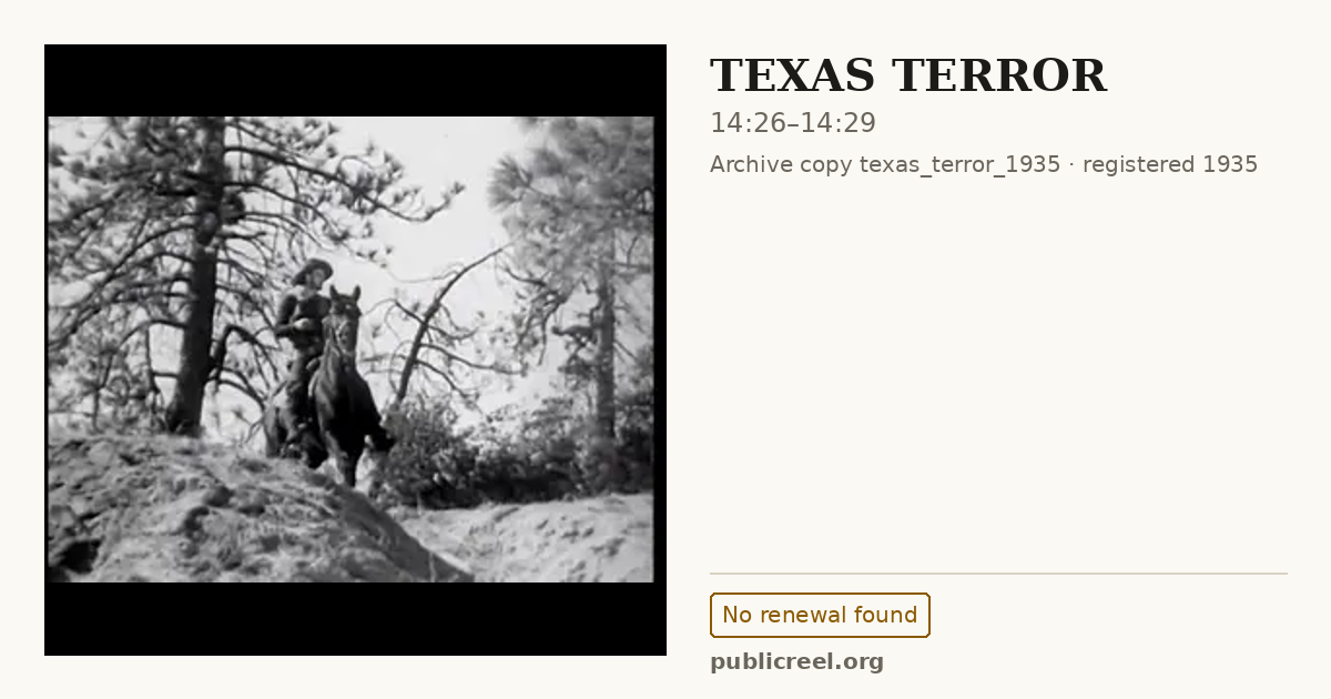 Frame from TEXAS TERROR (1935) at 14:26; US record: No renewal found