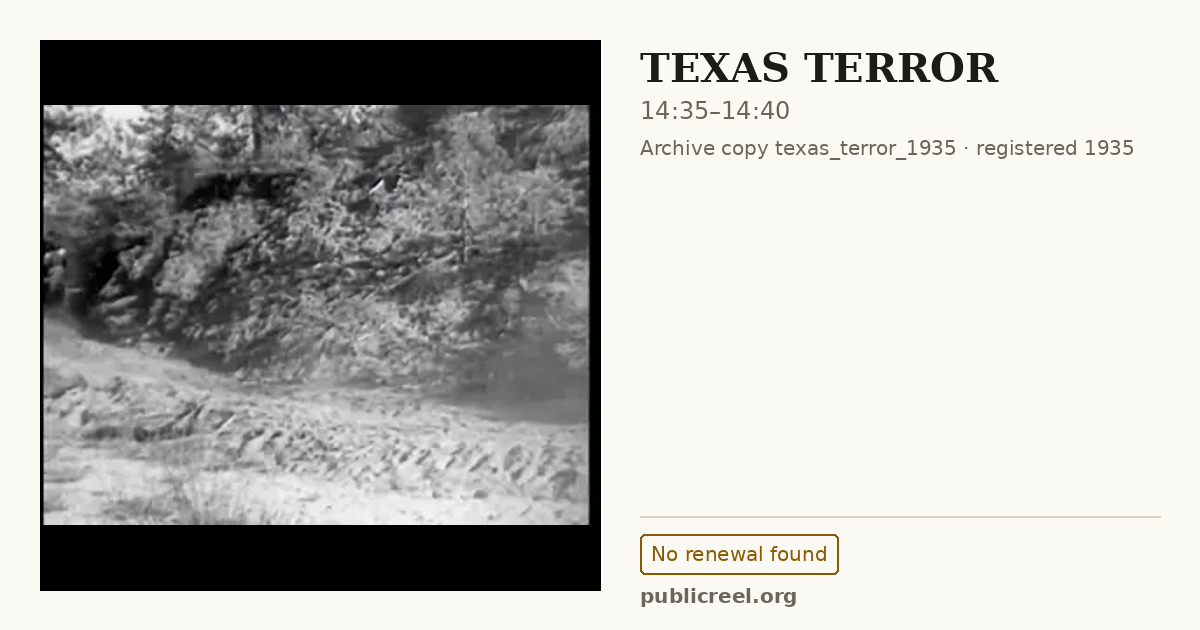 Frame from TEXAS TERROR (1935) at 14:35; US record: No renewal found