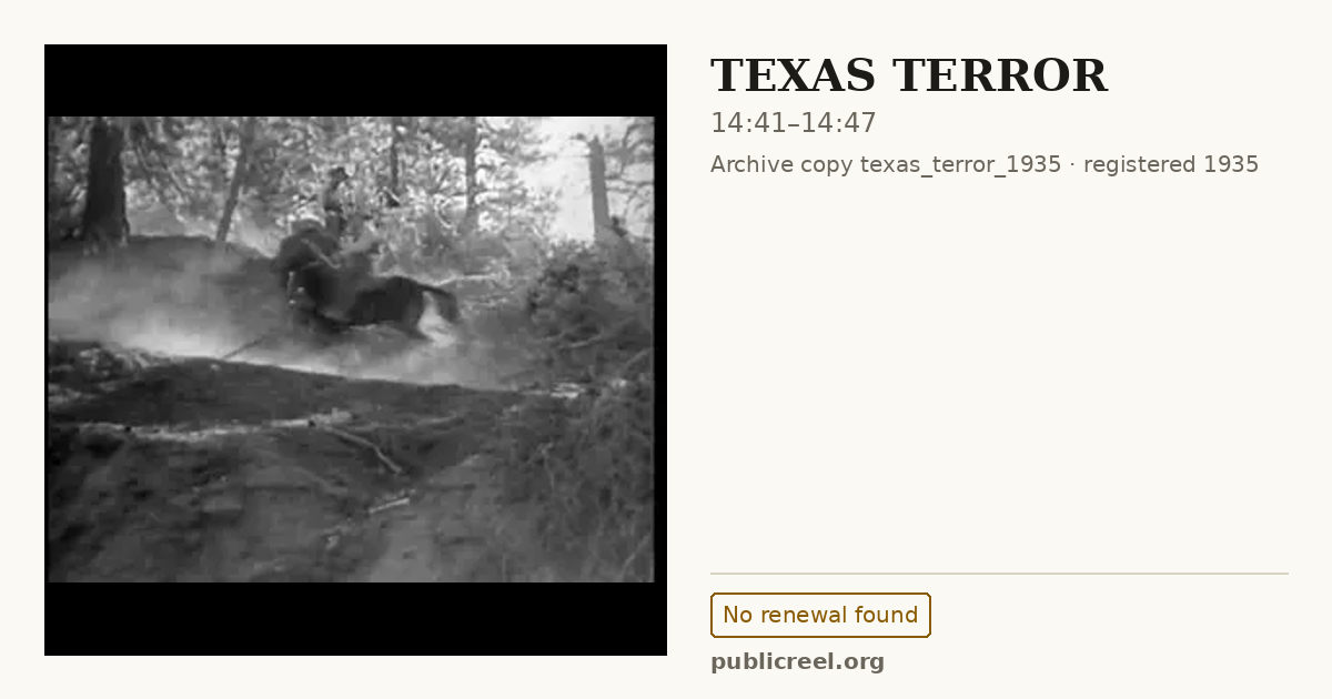 Frame from TEXAS TERROR (1935) at 14:41; US record: No renewal found